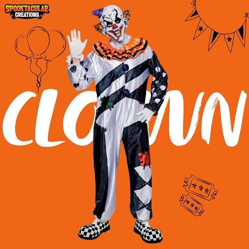 Spooktacular Creations Scary Clown Costume Adult, Scary Halloween Costume Men with Jumpsuit and Mask in Saudi Arabia