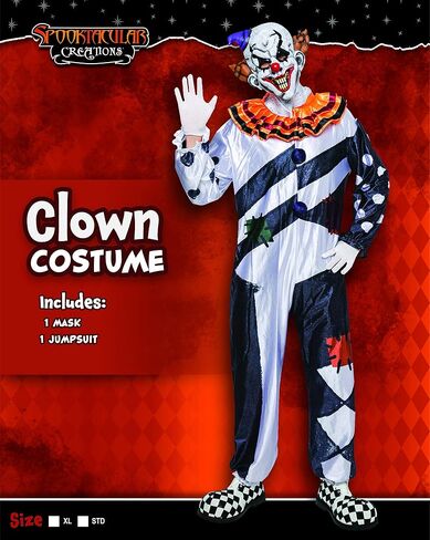 Spooktacular Creations Scary Clown Costume Adult, Scary Halloween Costume Men with Jumpsuit and Mask in Saudi Arabia