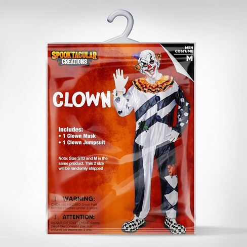 Spooktacular Creations Scary Clown Costume Adult, Scary Halloween Costume Men with Jumpsuit and Mask in Saudi Arabia