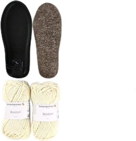 لورين، بوتي، علبة هدايا شاملة: أحذية كروشيه للأطفال DIY، شباشب أساسية للكاحل C501 مع خيوط بوسطن وكاتانيا in Kuwait