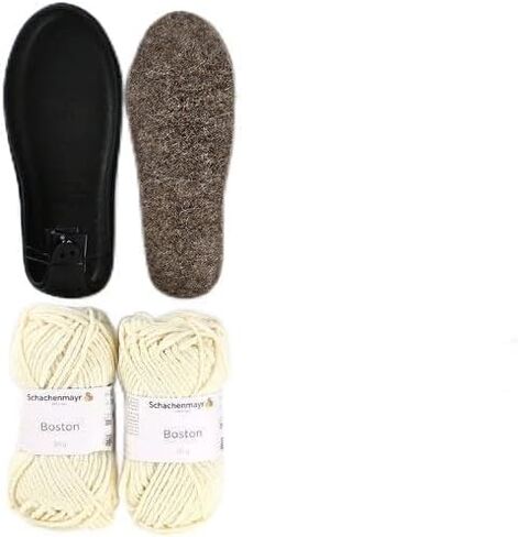 لورين، بوتي، علبة هدايا شاملة: أحذية كروشيه للأطفال DIY، شباشب أساسية للكاحل C501 مع خيوط بوسطن وكاتانيا in Kuwait