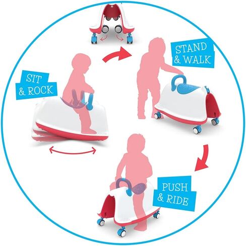 تشيلافيش تراكي 4 في 1؛ كرسي هزاز، مشاية، قطار للركوب واللعب، للأطفال من عمر 1 إلى 5 سنوات، مع ارتفاع مقعد قابل للتعديل، عجلات دوارة 360 درجة صامتة لا تترك علامات، أزرق وأحمر، كبير in Kuwait