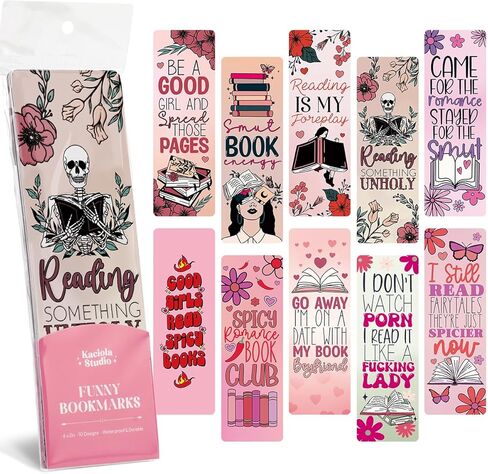 10 عبوات من الإشارات المرجعية الرومانسية، إشارة مرجعية للقصص الخيالية الحارة مع شرابات، إشارات مرجعية مضحكة للنساء والرجال، محبي الكتب، علامات الصفحات للطلاب والمدرسين الذين يقرؤون، هدية قارئ الرومانسية مصنوعة يدويًا in Kuwait