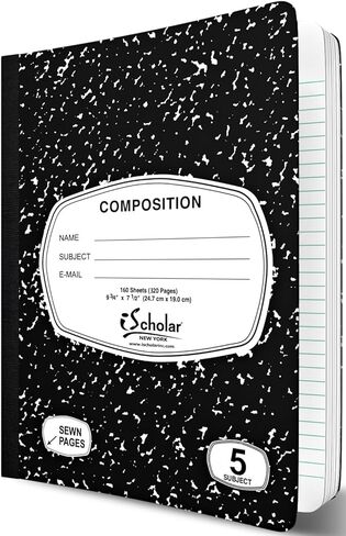 iScholar Black and White Marble Composition Book, 100 Sheets (10100) in Kuwait