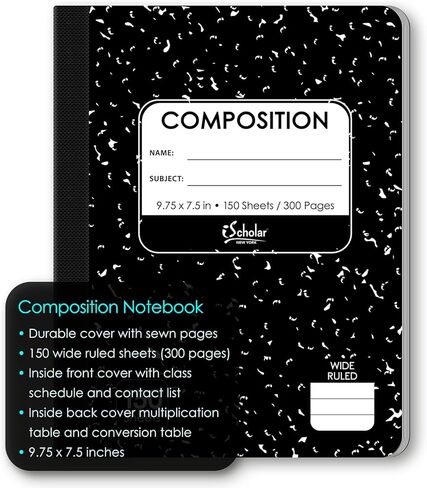 iScholar Black and White Marble Composition Book, 100 Sheets (10100) in Kuwait
