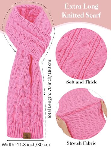 URATOT Winter Beanie Hat Scarf Gloves 3 in 1 Set for Women Fleece Lined Beanie Pompom Hat Touchscreen Gloves Long Scarf in Kuwait