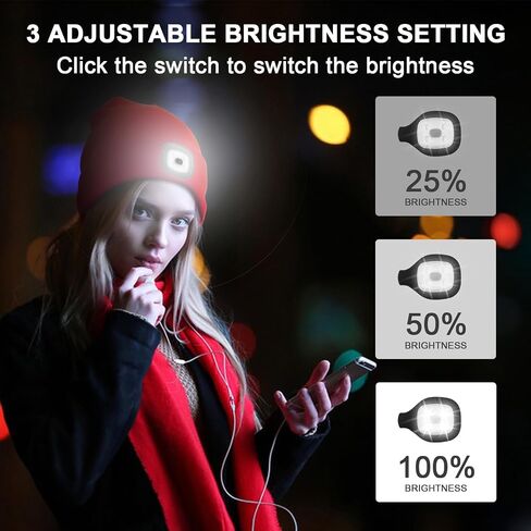 TOCH Unisex Beanie with Light USB Rechargeable Headlamp Unisex LED Knitted Cap Winter Gifts for Men Women Dad in Saudi Arabia