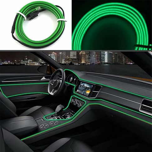 5 Meters Car Interior Lighting Auto LED Strip EL Wire Rope Auto Atmosphere Decorative Lamp Flexible Neon Light DIY in Kuwait