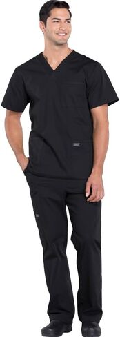 Women Scrubs Set Workwear Professionals WW695T V-Neck Top & WW190T Tapered Leg Fly Front Cargo Pant, Black- L Tall Top/L Tall Pant in Saudi Arabia