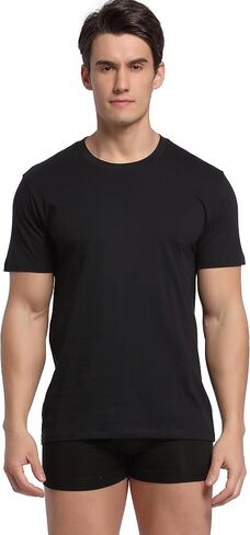 Mens Cotton Stretch Crew Neck Undershirts T-Shirt Fitted 2-PK in Saudi Arabia