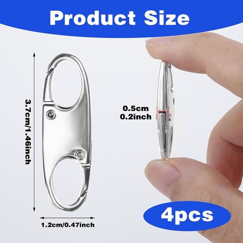 Mabor Zipper Clips Anti Theft Deterrent, 4 PCS Small Zipper Pull Locks Anti Theft Clips Mini Snap S Hooks for Backpacks Camping Fishing Traveling Outdoor Sports Silver Color in Saudi Arabia