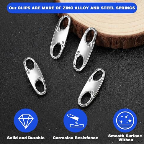 Mabor Zipper Clips Anti Theft Deterrent, 4 PCS Small Zipper Pull Locks Anti Theft Clips Mini Snap S Hooks for Backpacks Camping Fishing Traveling Outdoor Sports Silver Color in Saudi Arabia