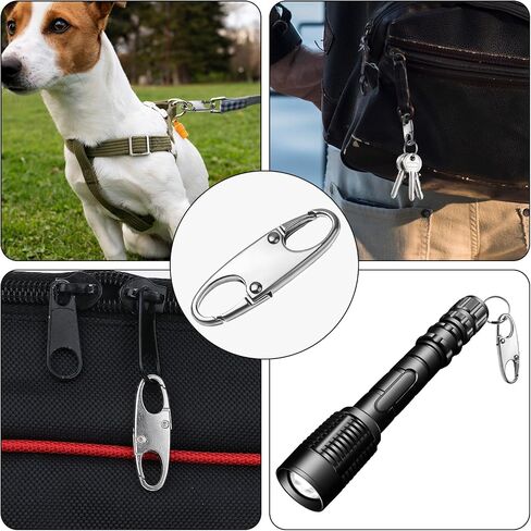 Mabor Zipper Clips Anti Theft Deterrent, 4 PCS Small Zipper Pull Locks Anti Theft Clips Mini Snap S Hooks for Backpacks Camping Fishing Traveling Outdoor Sports Silver Color in Saudi Arabia