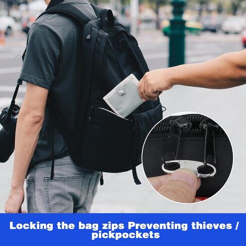 Mabor Zipper Clips Anti Theft Deterrent, 4 PCS Small Zipper Pull Locks Anti Theft Clips Mini Snap S Hooks for Backpacks Camping Fishing Traveling Outdoor Sports Silver Color in Saudi Arabia