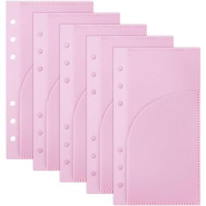A6 Cash Envelope with 2 Pockets, A6 Pink Binder Dividers with Pockets for Budgeting Binders Organizer (1 Set, 5 Dividers)
