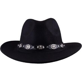 Women Felt Wide Brim Western Cowboy Hats with Belt Buckle Cowgirl Hats