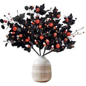Bibelot 22inch Halloween Eucalyptus Wreaths Bow Decorative Wreaths Black Wreaths Pumpkin Decorative Wreaths Party Holiday Celebration Wreaths Indoor Outdoor Home Decoration Wreath