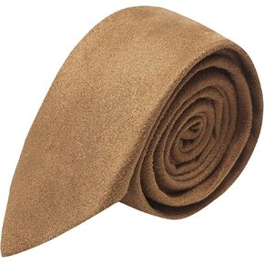 King & Priory Luxury Golden Brown Suede Necktie, Moleskin, Tan
