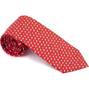 Men's 100% Silk Neckties Duck Printed Tie (Red)