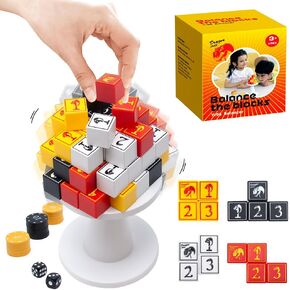 Balance Stacking Blocks Game,2-4 Players Family Game Night Board Game,Stack Attack Tower Toys for Party & Travel,Fit Kids Teens Adults(Age 3+)