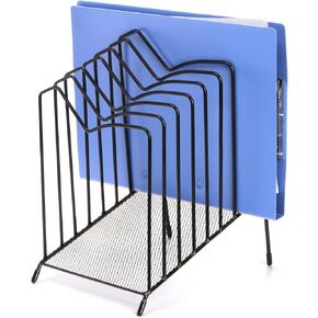 Incline File Sorter, 8 Compartment File Paper Organizer, Standing Wire Organizer Rack with Anti-slip Pads, File Holder for Desk, Office, Home