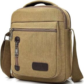 Messenger bag for Men Women, Vintage Canvas Crossbody Bag Shoulder Bag Multi Pocket Purse, Small Messenger Satchel Bag Travel