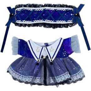 niannyyhouse 20cm Plush Doll Clothes Blue Purple Headwear Tulle Dress 8in Stuffed Toy Dressup