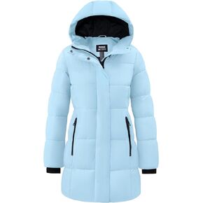 Skieer Women's Winter Coat Warm Padded Long Puffer Jacket Waterproof Hooded Snow Coat