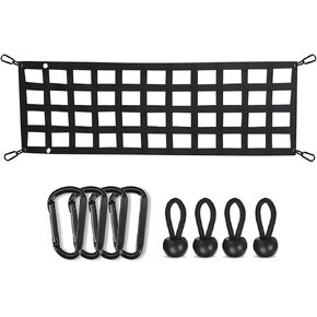 Easy to use Tailgate Net for Full Size Truck, 60'' x 18'' Heavy Duty Tailgate Cargo Netting with Excellent UV Protection, Fit for Trucks from Chevy, Ford, Tacoma, Toyota, Ram,Chevrolet,Dodge RAM