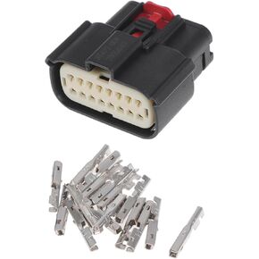 16 Pins Car Headlight Socket Plug for Ford Mondeo/Inner Female Wiring Harness Cable Connector/Waterproof 1.5mm Series / 1 Set Black