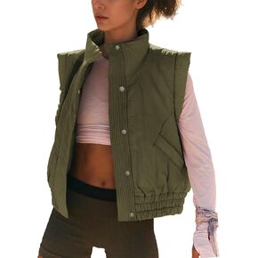 Songling Womens Cropped Puffer Vest High Neck Lightweight Mujer Quilted Puffy Vests Fall Jacket 2024 with Pockets