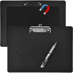 2 Pieces Magnetic Horizontal Clipboard Black Clipboards with Pen Holder Low Profile clipboard 9X 12.5 Inch Standard Horizontal Clipboard for Industrial Transportation Office
