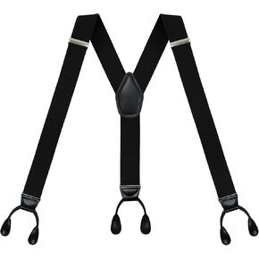 Men's 2" Wide Y-Back Adjustable Elastic Button End Suspenders,Tuxedo Braces for big and tall with 52" Length