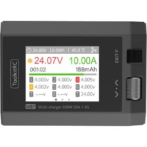 Black ToolkitRC M8P 600W 20A 2.4 TFT inch Color LCD Screen Balance Charger Discharger for 1S - 8S Lipo RC Racing Drone Battery