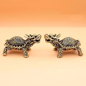 Brass Turtle Brass Tortoise Statue Figure Home Office Decorative Ornament Collectible (2PCS)