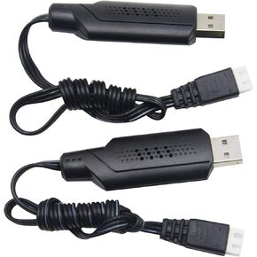 Blomiky 2 Pack 9125 7.4V 1.3A USB Charger Cable with XH-3P Plug for Q903 9125 SCX24 1/10 1/12 1/16 1/14 1/18 Scales RC Car Truck Boat Drone 7.4V 2S Lipo or Li-ion Battery 9125 USB 2