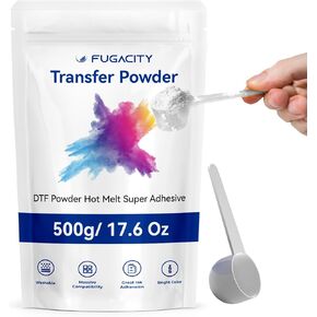 FugaCity DTF Powder Sublimation White Digital Transfer- 17.6 OZ/ 500g Hot Melt Adhesive DTF PreTreat Transfer Powder, Suitable for All DTF DTG Printers