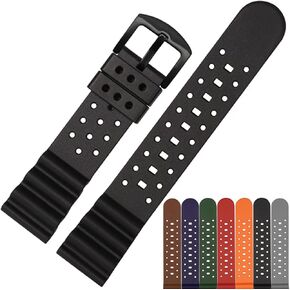 Laser Dice Quick-Release FKM Rubber Watch Strap- Replacement Watchband with Black Pin Buckle- Wristwatch band for Men & Women- Colors: Black, Green, Blue, Brown, Grey, Red, Orange- Sizes: 20mm, 22mm