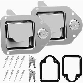 Truck Tool Box Lock Replacement with Keys, 2 PCS Tool Box Latch, Stainless Steel Toolbox Paddle Panel Lock for Truck, Trailer, RV, UTV, ATV Box (2-Pack)