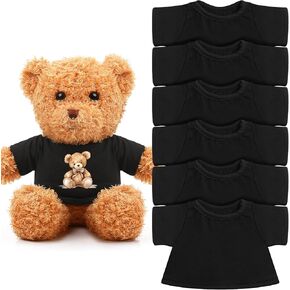 6 Pcs Sublimation Stuffed Bear Shirt Clothes Fit 8-12 Inch Stuffed Animal Blank Plush Bear Tshirts Tee Shirt for DIY Make Unique Stuffed Doll Outfit