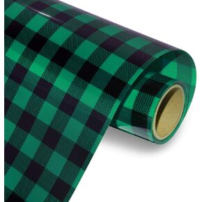 Classic Buffalo Plaid HTV Heat Transfer Vinyl by KISSWILL - 10 Inches by 5 Feet Pattern HTV Iron on Vinyl for T-Shirt/Hats/Shoes and More - White
