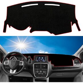 Rifoda Dash Board Cover Fit for Dodge Grand Caravan 2011-2020 / Chrysler Town Country 2011-2016 Dashboard Cover Mat Non-Slip Carpet Sunshield Pad Sunshade Glare UV Rays Protector (Black Edge)