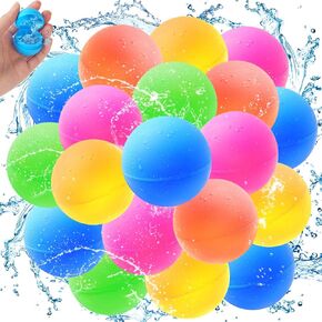VATOS Refillable Water Balloons, 30PCS Quick Fill Water Balloons Toy, Silicone Soft Sealing Water Splash Balls Toy for Kids Adults Summer Outdoor Water Game Outside Yard Swimming Pool Beach Party