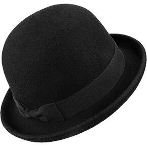 1920s Classic Wool Bowler-Cloche-Hat Upturn-Brim Derby-Theatre Church-Hat for Women and Men