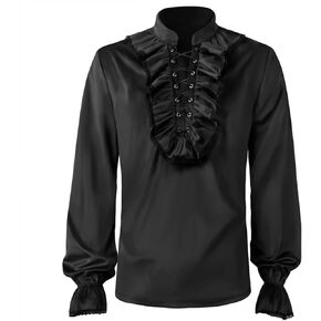 Victorian Ruffled Shirts for Men Medieval Steampunk Gothic Shirt Costume Renaissance Pirate Shirts Blouse Tops