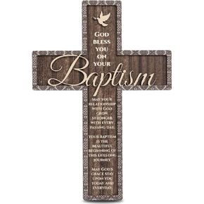 Wooden Baptism Cross for Wall, Christening and Baptism Gifts for Boys & Girls, Catholic Baby Gifts, Christian Wall Decor, Baptism Gifts from Godparents