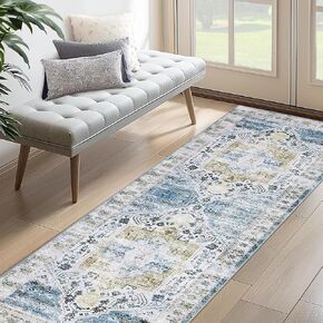 9x12 Rugs for Living Room Vintage Distressed Rug Non Slip Accent Rug Stain Resistant Throw Rug Low Pile Accent Rug Indoor Floor Cover Soft Rug for Bedroom Dining Room, Grey Multi