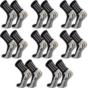 8 Pack Men's Soccer Socks Anti Slip Non-Slip Grip Pads for Football Basketball Sports Grip Soccer Socks
