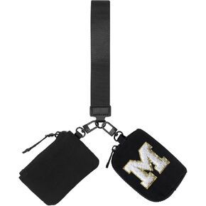 Zoppen Wristlet Wallets for Women Keychain Dual Pouch Purse Mini Small Zip Around Coin Bag Card Holder with Strap