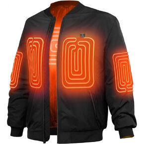 Men’s Heated Jacket with Battery, Windproof Bomber Jackets Winter Warm Casual Heating Coat with 5 Heating Areas in Saudi Arabia